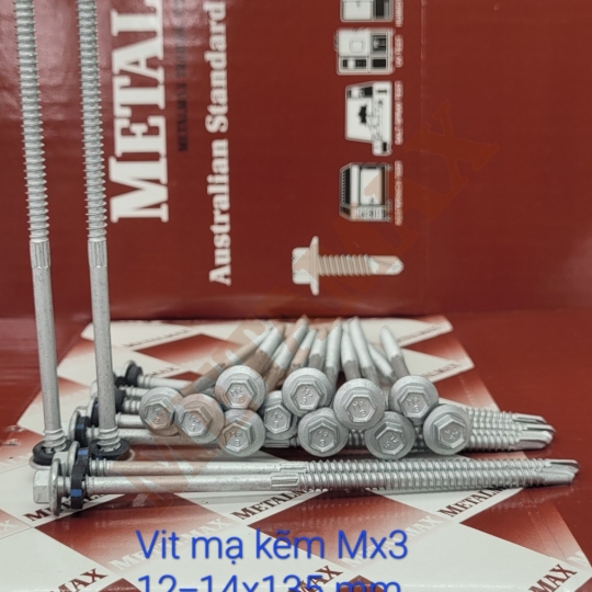 VÍT MẠ KẼM Mx3 12-14x135mm